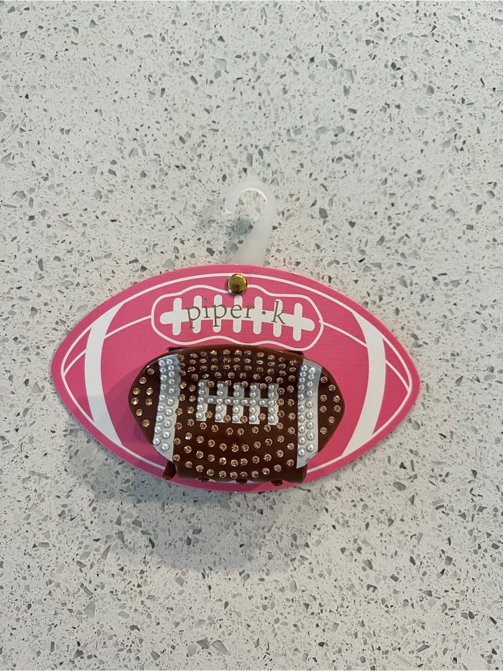 Piper K 🏈  football hair clip with silver rhinestones